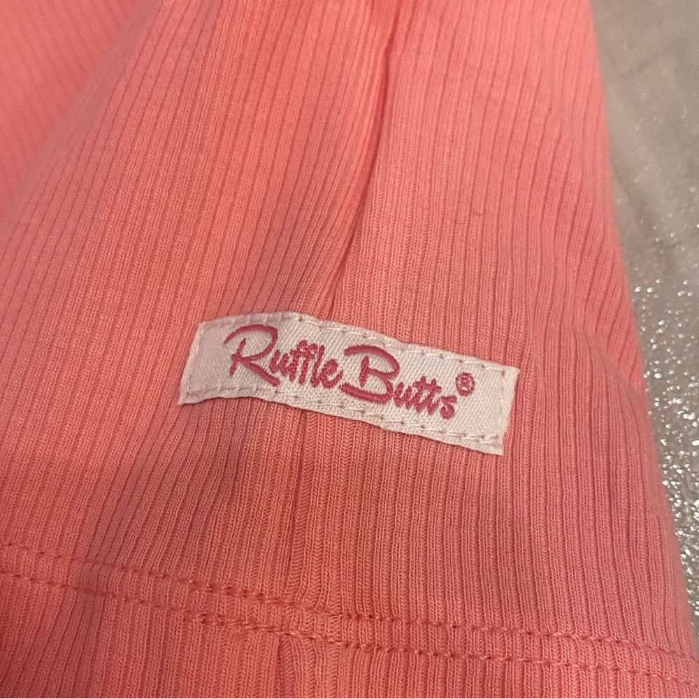 NWT RuffleButts Bubble Gum Pink Ribbed Texture Flutter Sleeve T-Shirt, 3-6M - Picture 5 of 8